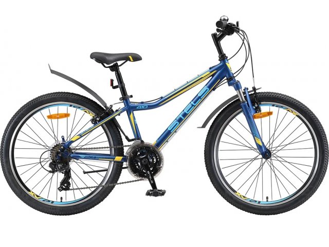 Детский велосипед Stels Navigator 410 V 24” 21-sp V010, рама 12” Чёрный/синий