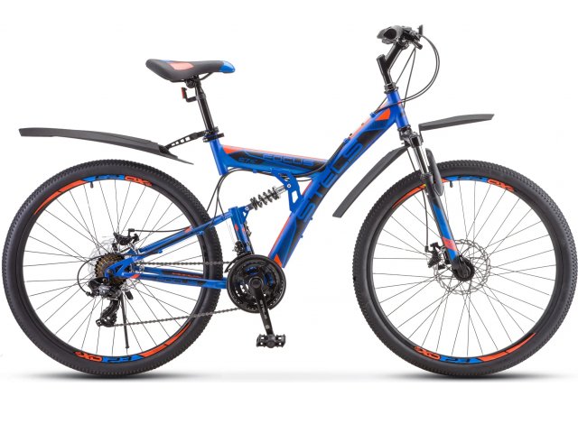 Велосипед Stels Focus MD 27.5” 21-sp V010 рама 19” Синий/неоновый_красный