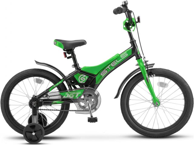 Детский велосипед Stels Jet 14” Z010, рама 8.5” Чёрный/зелёный