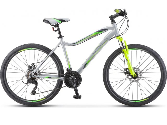 Велосипед Stels Miss-5000 MD 26” V020, рама 16” Серебристый/салатовый 2021
