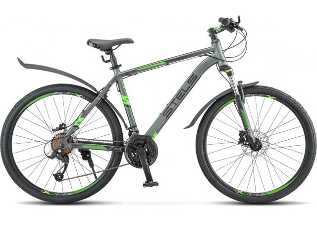 Велосипед Stels Navigator-640 D 26” V010, рама 14.5” Антрацитовый/зелёный