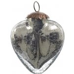 Елочная игрушка «Изящное сердечко», 7.5 см, серебро, стекло, подвеска, Kaemingk 190201
