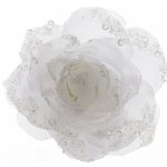 Роза Искристая 14 см белая, клипса Kaemingk 629346