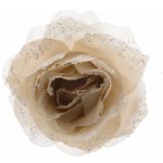 Роза Искристая 14 см кремовая, клипса Kaemingk 629347