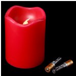 Светильник свеча восковая с мерцающим пламенем 9*7 см красная на батарейках, таймер Koopman