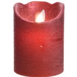 Светодиодная свеча Живое Пламя 10*7.5 см красная восковая на батарейках, таймер Kaemingk