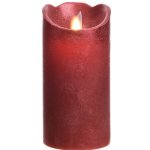 Светодиодная свеча Живое Пламя 15*7.5 см красная восковая на батарейках, таймер Kaemingk