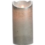 Светодиодная свеча Живое Пламя 15*7.5 см серебряная восковая, батарейки, таймер Kaemingk