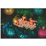 Новогодние елочные игрушки: Ретро паровоз 3020 Красный