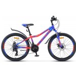 Велосипед Stels Navigator-410 MD 24” 21-sp V010 рама 12” Синий/неоновый_красный