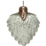 Стеклянная елочная игрушка Сердце Camellia Blanca 13 см, подвеска Kaemingk, жемчужное серебро