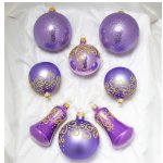 Набор елочных игрушек грация (шары, колокольчики) фиолетовый