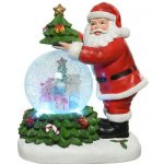 Новогодняя фигурка с снежным шаром Santa & Tree 25 см, с подсветкой и музыкой, на батарейках Kaemingk
