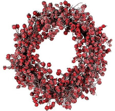 Венок Ягодное изобилие с красными заснеженными ягодами, 55 см Edelman 293828