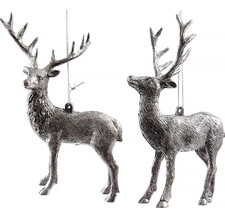 Елочная игрушка Олень с ветвистыми рогами, 14 см, состаренное серебро, подвеска, Kaemingk 515727