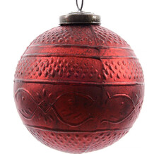 Винтажный шар Рисунки Востока 70 мм красный, стекло Kaemingk 644983
