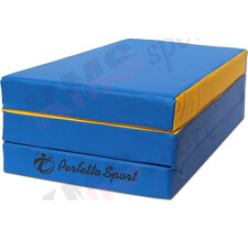 Гимнастический мат 4 (100 х 150 х 10 см) складной Perfetto Sport сине/жёлтый