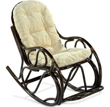 Кресло-качалка с подножкой, 05/17 Б (подушка шенилл) браун (темно-коричневый); подушки: золотистый