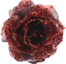 Роза Искристая 14 см бордовая, клипса Kaemingk 629349