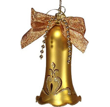 Елочное украшение колокольчик сувенирный золотой, 82 мм