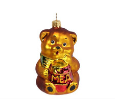 Елочная игрушка мишка с медом золотой