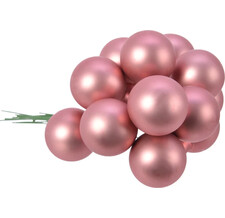 Гроздь стеклянных шаров на проволоке 25 мм розовый бархат матовый, 12 шт Kaemingk
