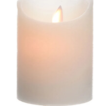 Светодиодная свеча Живое Пламя 10*7.5 см кремовая восковая на батарейках, таймер Kaemingk