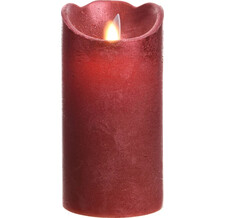 Светодиодная свеча Живое Пламя 15*7.5 см красная восковая на батарейках, таймер Kaemingk