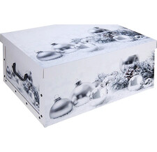 Коробка для хранения елочных игрушек Новогодний сундучок белый 50*39*24 см, картон Koopman
