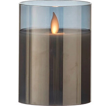 Светильник свеча восковая с живым пламенем Лацио 10 см дымчатая на батарейках Edelman
