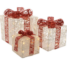 Светящиеся подарки Рождественские 3 шт 64 теплых белых LED ламп Kaemingk