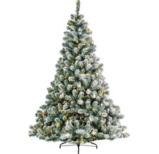 Искусственная елка с гирляндой Империал заснеженная 180 см, 260 теплых белых LED ламп, ПВХ Kaemingk 1.8 м