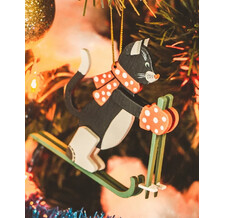 Новогодние украшения - Кошка на лыжах 9005 Угольно черный 