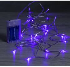 Светодиодная гирлянда Фантазия на батарейках 3 м, 30 фиолетовых LED ламп, прозрачный ПВХ Koopman