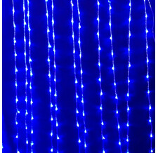 Светодиодный занавес Rich LED 2*1.5 м колпачок ip65 облегченный, влагозащитный колпачок, мерцание, белый провод , цв. синий