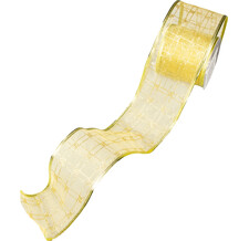 Декоративная лента Клеточка золотая 270*6 см органза Koopman