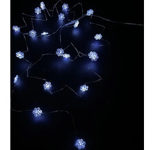 Декор Гирлянда Снежинка на серебряном проводе б/о холодный свет 30 ламп 290 см таймер