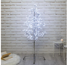 Светодиодное дерево Lausanne Silver 108 см, 230 холодных белых LED ламп с мерцанием, IP44 Kaemingk